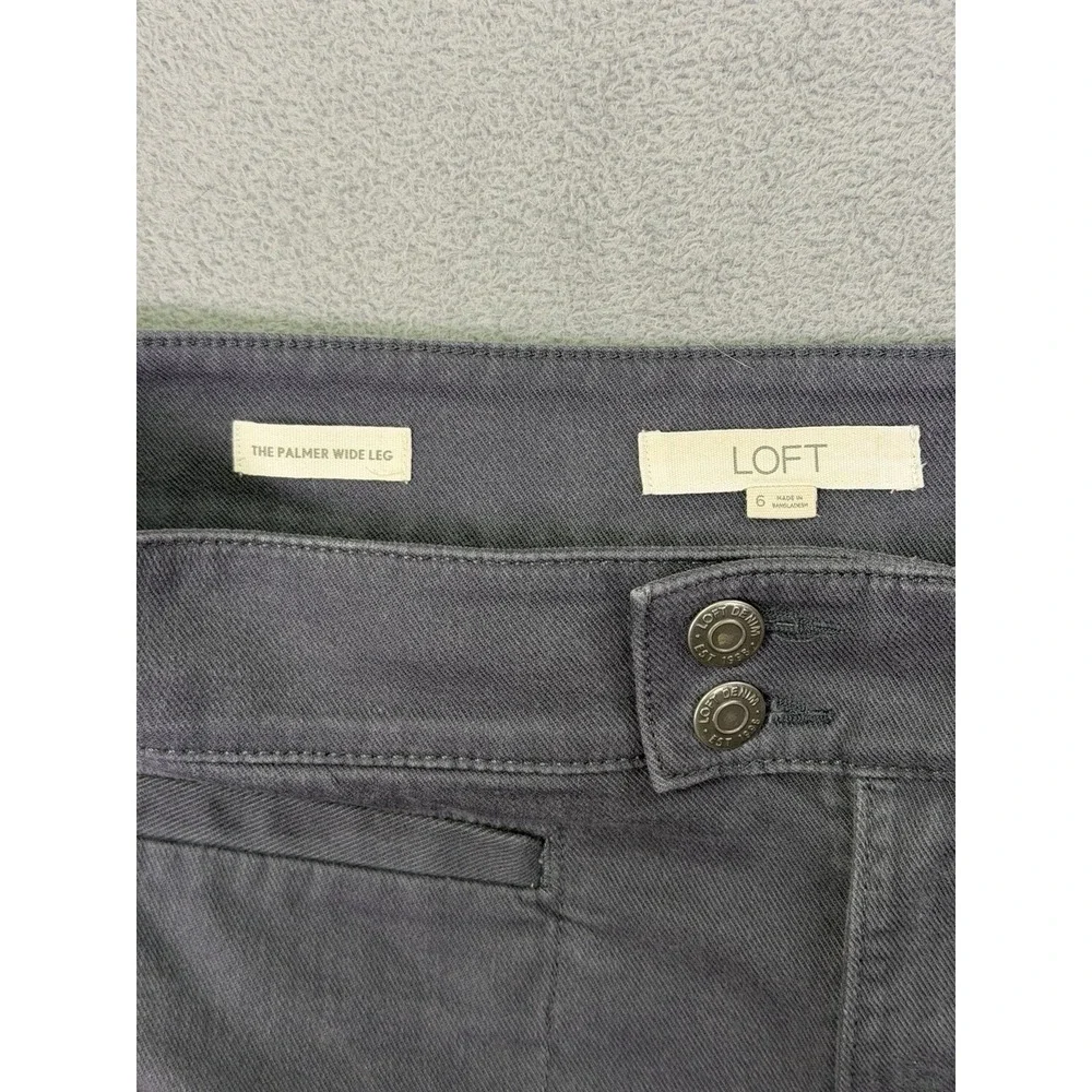 Ann Taylor Loft Jeans Womens 6 Gray Denim Mid Rise Palmer Wide Leg Stretch